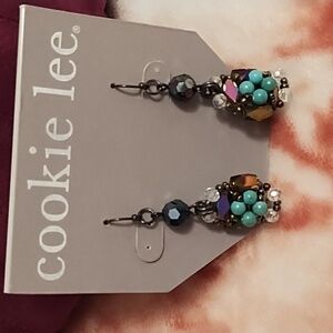 Cookie Lee Genuine Crystal Dangle Earrings NWT